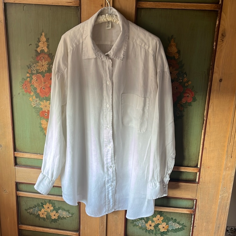 Pure white linen oversized shirt